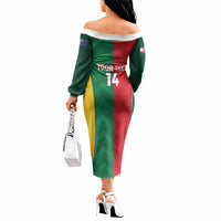 Custom Rugby Australia and Lebanon Off The Shoulder Long Sleeve Dress Aussie Kangaroos Cedars Together