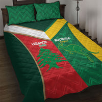 Rugby Australia and Lebanon Quilt Bed Set Aussie Kangaroos Cedars Together
