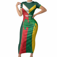 Custom Rugby Australia and Lebanon Short Sleeve Bodycon Dress Aussie Kangaroos Cedars Together