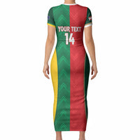 Custom Rugby Australia and Lebanon Short Sleeve Bodycon Dress Aussie Kangaroos Cedars Together