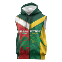 Custom Rugby Australia and Lebanon Sleeveless Zip Hoodie Aussie Kangaroos Cedars Together