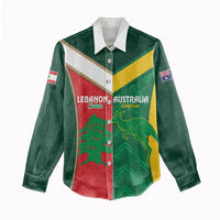 Custom Rugby Australia and Lebanon Women Casual Shirt Aussie Kangaroos Cedars Together