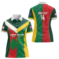 Custom Rugby Australia and Lebanon Women Polo Shirt Aussie Kangaroos Cedars Together