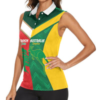 Custom Rugby Australia and Lebanon Women Sleeveless Polo Shirt Aussie Kangaroos Cedars Together