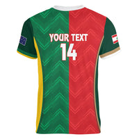 Custom Rugby Australia and Lebanon Women V-Neck T-Shirt Aussie Kangaroos Cedars Together