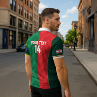 Custom Rugby Australia and Lebanon Zipper Polo Shirt Aussie Kangaroos Cedars Together