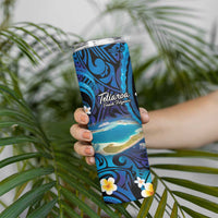 Personalised French Polynesia Tetiaroa Atoll Skinny Tumbler Polynesian Curves Style - Wonder Print Shop