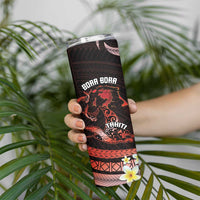 Personalised Tahiti Bora Bora Skinny Tumbler Manta Rays With Polynesian Plumeria - Wonder Print Shop