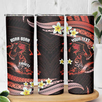 Personalised Tahiti Bora Bora Skinny Tumbler Manta Rays With Polynesian Plumeria - Wonder Print Shop