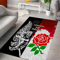New Zealand And England Rugby Area Rug 2023 World Cup All Black Combine Red Roses - Wonder Print Shop