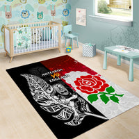 New Zealand And England Rugby Area Rug 2023 World Cup All Black Combine Red Roses - Wonder Print Shop
