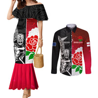 new-zealand-and-england-rugby-couples-matching-mermaid-dress-and-long-sleeve-button-shirt-2023-world-cup-all-black-combine-red-roses