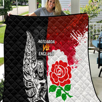 New Zealand And England Rugby Quilt 2023 World Cup All Black Combine Red Roses - Wonder Print Shop