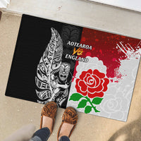 New Zealand And England Rugby Rubber Doormat 2023 World Cup All Black Combine Red Roses - Wonder Print Shop