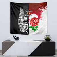 New Zealand And England Rugby Tapestry 2023 World Cup All Black Combine Red Roses - Wonder Print Shop