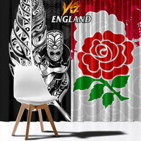 New Zealand And England Rugby Window Curtain 2023 World Cup All Black Combine Red Roses - Wonder Print Shop