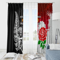 New Zealand And England Rugby Window Curtain 2023 World Cup All Black Combine Red Roses - Wonder Print Shop