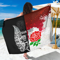 Custom New Zealand And England Rugby Sarong 2023 World Cup All Black Combine Red Roses - Wonder Print Shop