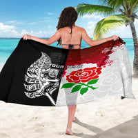 Custom New Zealand And England Rugby Sarong 2023 World Cup All Black Combine Red Roses - Wonder Print Shop