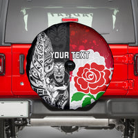 Custom New Zealand And England Rugby Spare Tire Cover 2023 World Cup All Black Combine Red Roses - Wonder Print Shop