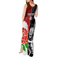 Custom New Zealand And England Rugby Tank Maxi Dress 2023 World Cup All Black Combine Red Roses - Wonder Print Shop