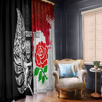 Custom New Zealand And England Rugby Window Curtain 2023 World Cup All Black Combine Red Roses - Wonder Print Shop