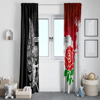 Custom New Zealand And England Rugby Window Curtain 2023 World Cup All Black Combine Red Roses - Wonder Print Shop