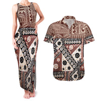 Bula Fiji Couples Matching Tank Maxi Dress and Hawaiian Shirt Unique Masi Tapa Pattern - Wonder Print Shop