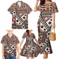 Bula Fiji Family Matching Mermaid Dress and Hawaiian Shirt Unique Masi Tapa Pattern - Wonder Print Shop