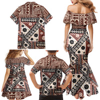 Bula Fiji Family Matching Mermaid Dress and Hawaiian Shirt Unique Masi Tapa Pattern - Wonder Print Shop
