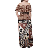 Bula Fiji Family Matching Off Shoulder Maxi Dress and Hawaiian Shirt Unique Masi Tapa Pattern - Wonder Print Shop
