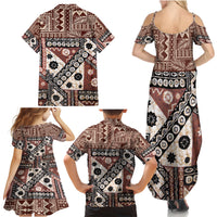 Bula Fiji Family Matching Summer Maxi Dress and Hawaiian Shirt Unique Masi Tapa Pattern - Wonder Print Shop