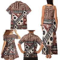 Bula Fiji Family Matching Tank Maxi Dress and Hawaiian Shirt Unique Masi Tapa Pattern - Wonder Print Shop