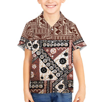 Bula Fiji Kid Hawaiian Shirt Unique Masi Tapa Pattern - Wonder Print Shop