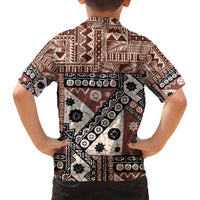 Bula Fiji Kid Hawaiian Shirt Unique Masi Tapa Pattern - Wonder Print Shop