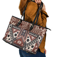 Bula Fiji Leather Tote Bag Unique Masi Tapa Pattern - Wonder Print Shop