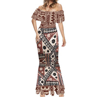 Bula Fiji Mermaid Dress Unique Masi Tapa Pattern - Wonder Print Shop