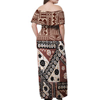 Bula Fiji Off Shoulder Maxi Dress Unique Masi Tapa Pattern - Wonder Print Shop