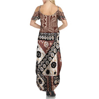 Bula Fiji Summer Maxi Dress Unique Masi Tapa Pattern - Wonder Print Shop