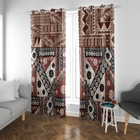 Bula Fiji Window Curtain Unique Masi Tapa Pattern - Wonder Print Shop