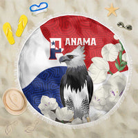 Panama Independence Day Beach Blanket Harpy Eagle With Mola Pattern - Flag Style - Wonder Print Shop