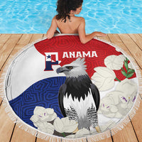 Panama Independence Day Beach Blanket Harpy Eagle With Mola Pattern - Flag Style - Wonder Print Shop