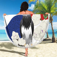 Panama Independence Day Beach Blanket Harpy Eagle With Mola Pattern - Flag Style - Wonder Print Shop
