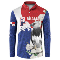 Panama Independence Day Button Sweatshirt Harpy Eagle With Mola Pattern - Flag Style - Wonder Print Shop
