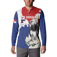 Panama Independence Day Button Sweatshirt Harpy Eagle With Mola Pattern - Flag Style - Wonder Print Shop