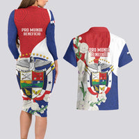 Panama Independence Day Couples Matching Long Sleeve Bodycon Dress and Hawaiian Shirt Harpy Eagle With Mola Pattern - Flag Style - Wonder Print Shop