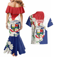 Panama Independence Day Couples Matching Mermaid Dress and Hawaiian Shirt Harpy Eagle With Mola Pattern - Flag Style - Wonder Print Shop