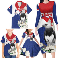 Panama Independence Day Family Matching Long Sleeve Bodycon Dress and Hawaiian Shirt Harpy Eagle With Mola Pattern - Flag Style - Wonder Print Shop