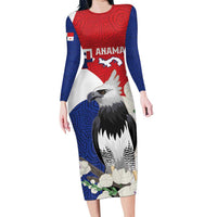 Panama Independence Day Family Matching Long Sleeve Bodycon Dress and Hawaiian Shirt Harpy Eagle With Mola Pattern - Flag Style - Wonder Print Shop