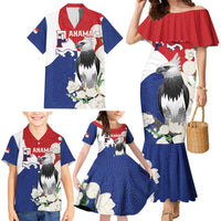 Panama Independence Day Family Matching Mermaid Dress and Hawaiian Shirt Harpy Eagle With Mola Pattern - Flag Style - Wonder Print Shop
